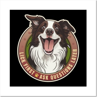 Lick First Border Collie Design Posters and Art